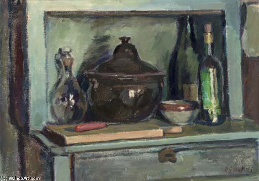 Wikioo.org - สารานุกรมวิจิตรศิลป์ - จิตรกรรม Duncan Grant - Still Life With Bottles