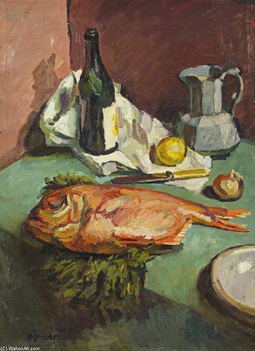 WikiOO.org - Encyclopedia of Fine Arts - Malba, Artwork Duncan Grant - Still Life With John Dory