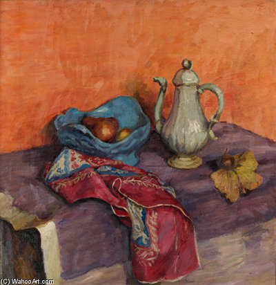 Wikioo.org - The Encyclopedia of Fine Arts - Painting, Artwork by Duncan Grant - Still Life With Red Handkerchief