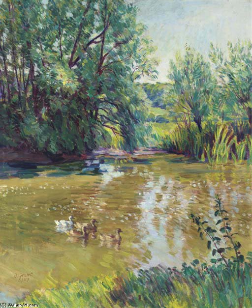 Wikioo.org - The Encyclopedia of Fine Arts - Painting, Artwork by Duncan Grant - The Pond, Charleston