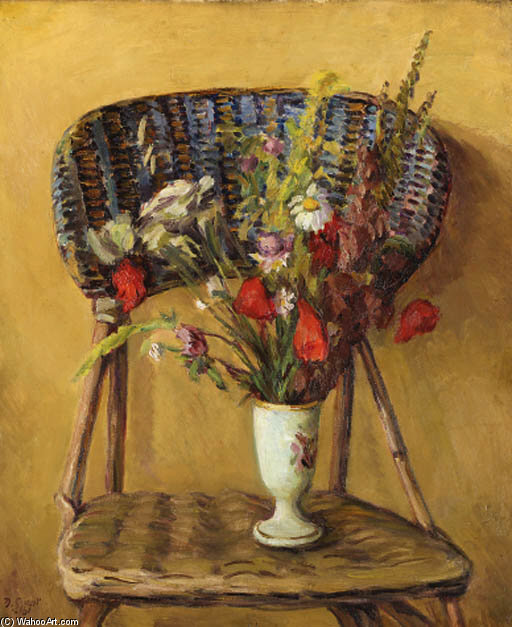 WikiOO.org - Encyclopedia of Fine Arts - Maľba, Artwork Duncan Grant - Wild Flowers In Burgundy