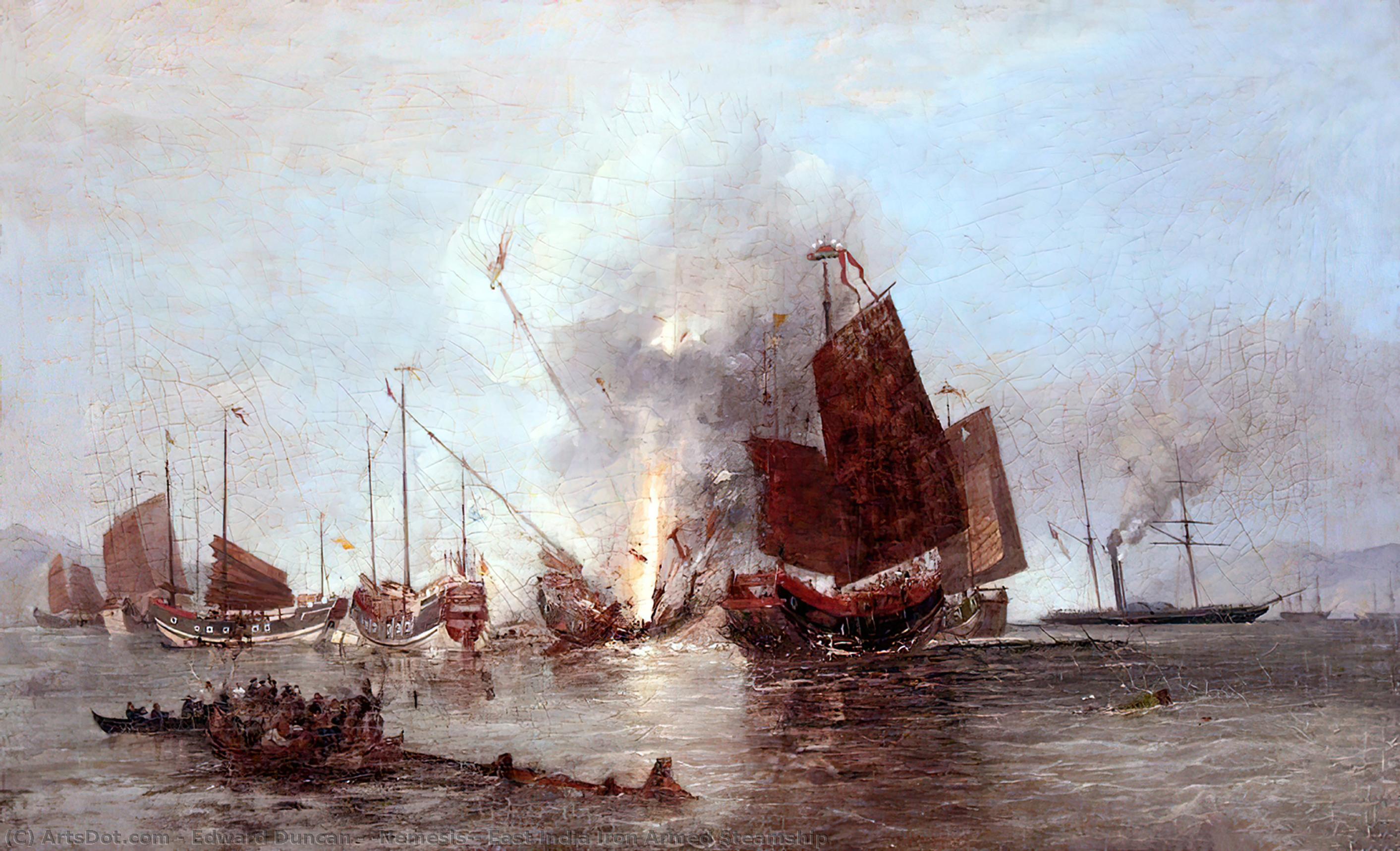Wikioo.org - The Encyclopedia of Fine Arts - Painting, Artwork by Edward Duncan - 'Nemesis', East India Iron Armed Steamship