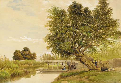 Wikioo.org - สารานุกรมวิจิตรศิลป์ - จิตรกรรม Edward Duncan - By The Thames At Cookham, Berkshire