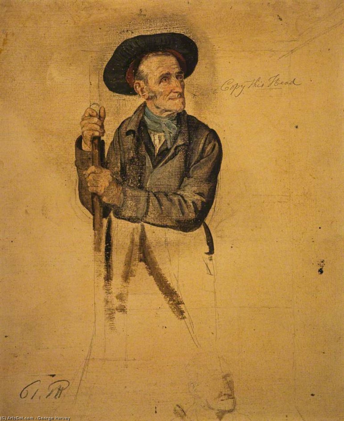 Wikioo.org - สารานุกรมวิจิตรศิลป์ - จิตรกรรม George Harvey - A Man With A Pike