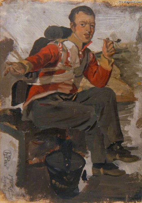 Wikioo.org - The Encyclopedia of Fine Arts - Painting, Artwork by George Harvey - Billeted Soldier And Household