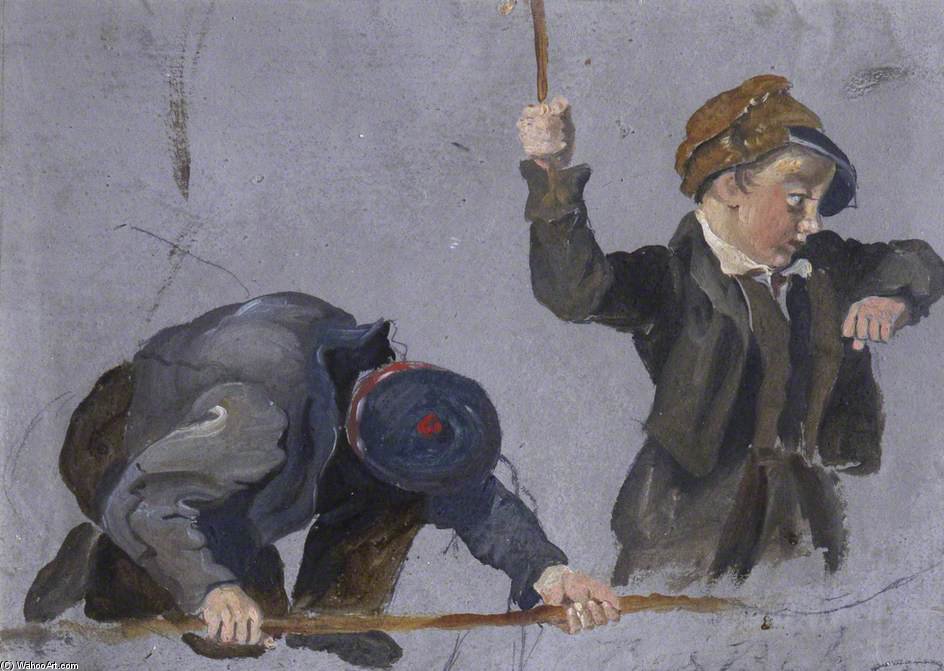 WikiOO.org - Encyclopedia of Fine Arts - Maľba, Artwork George Harvey - Boys And Byke -