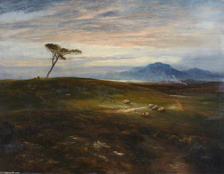 Wikioo.org - The Encyclopedia of Fine Arts - Painting, Artwork by George Harvey - Dawn On A Scottish Moorland
