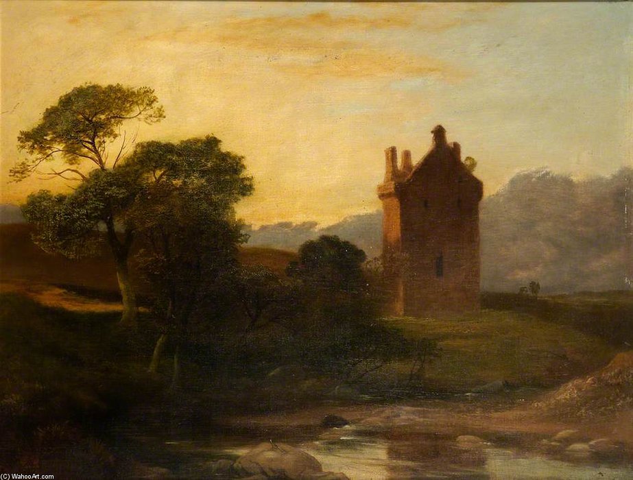 Wikioo.org - The Encyclopedia of Fine Arts - Painting, Artwork by George Harvey - Invermark Castle, Forfarshire