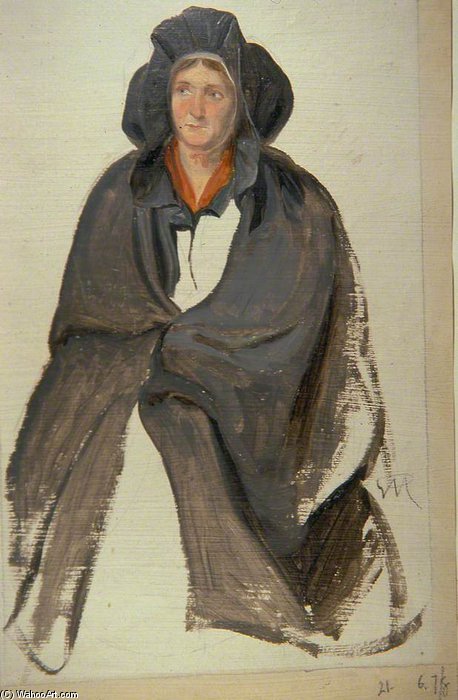 WikiOO.org - Encyclopedia of Fine Arts - Schilderen, Artwork George Harvey - Lady In A Cloak