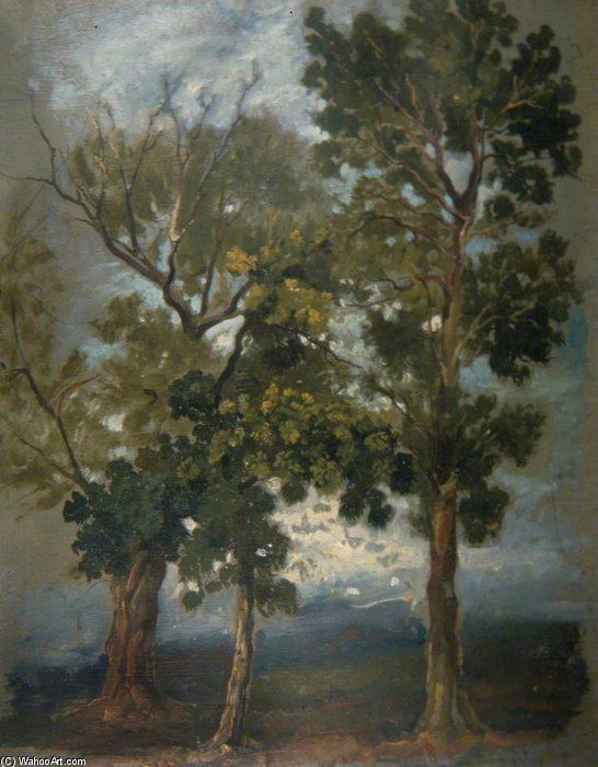 WikiOO.org - Encyclopedia of Fine Arts - Schilderen, Artwork George Harvey - Trees On Banks Of The Forth