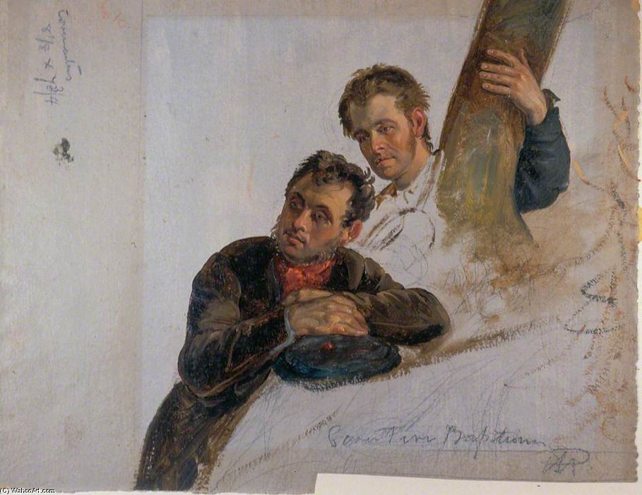 WikiOO.org - Enciklopedija likovnih umjetnosti - Slikarstvo, umjetnička djela George Harvey - Two Men Looking At A Baptism