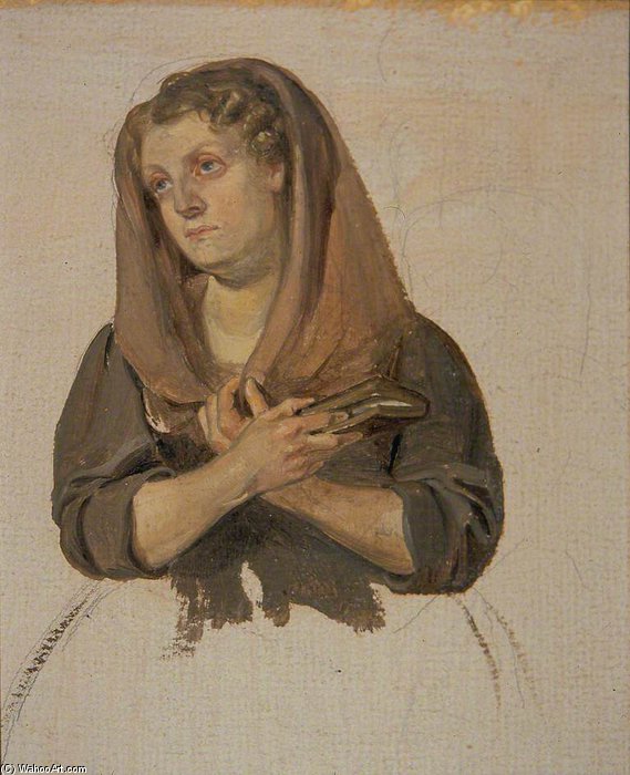 WikiOO.org - Encyclopedia of Fine Arts - Maalaus, taideteos George Harvey - Woman Clasping The Bible