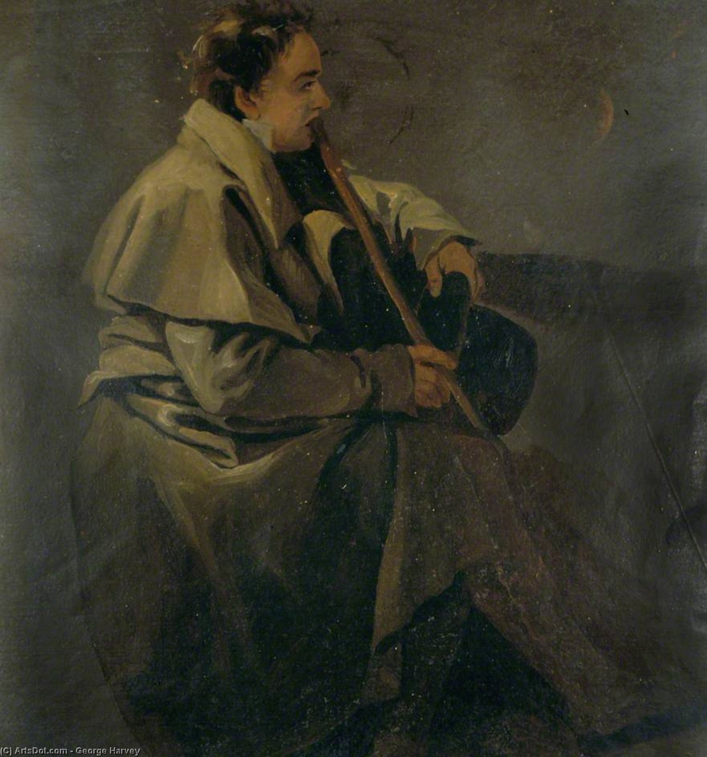 WikiOO.org - Encyclopedia of Fine Arts - Festés, Grafika George Harvey - Young Man In A Riding Cloak