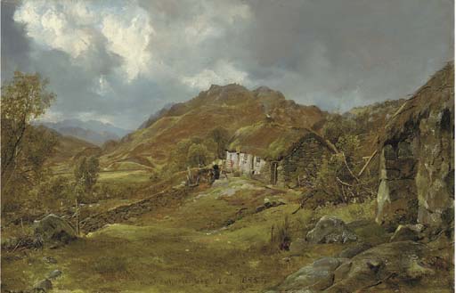 Wikioo.org - The Encyclopedia of Fine Arts - Painting, Artwork by Horatio Mcculloch - A Highland Cottage, Aberfoyle