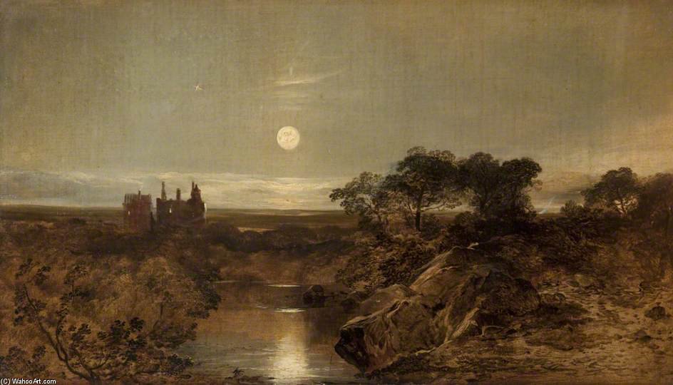WikiOO.org - Encyclopedia of Fine Arts - Maalaus, taideteos Horatio Mcculloch - Dean Castle By Moonlight