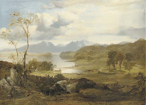 Wikioo.org - The Encyclopedia of Fine Arts - Painting, Artwork by Horatio Mcculloch - View Of Loch Fad, Isle Of Bute, With Arran In The Distance