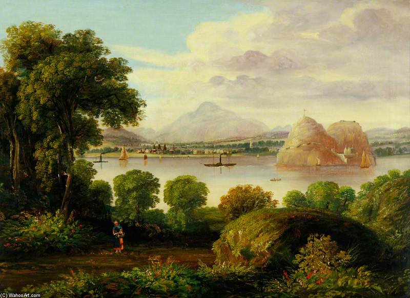 Wikioo.org - The Encyclopedia of Fine Arts - Painting, Artwork by Horatio Mcculloch - View Of The Clyde And Dumbarton R