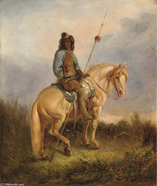 Wikoo.org - موسوعة الفنون الجميلة - اللوحة، العمل الفني Johann Moritz Rugendas - Equestrian Portrait Of A Pehuenche Chief
