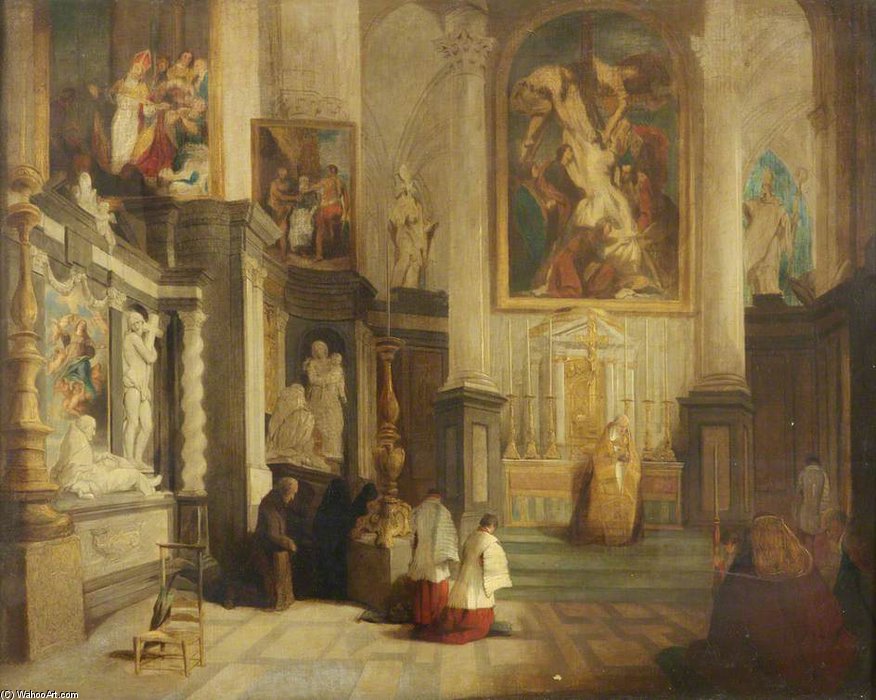 Wikioo.org - The Encyclopedia of Fine Arts - Painting, Artwork by John Scarlett Davis - Antwerp Cathedral, Belgium