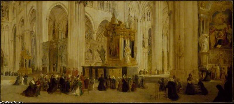 WikiOO.org - Encyclopedia of Fine Arts - Lukisan, Artwork John Scarlett Davis - Interior Of Amiens Cathedral