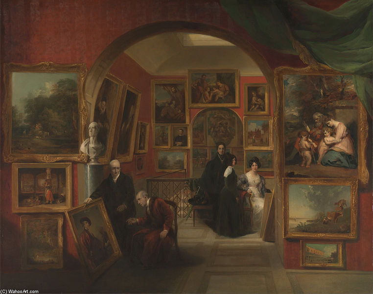 WikiOO.org - Encyclopedia of Fine Arts - Malba, Artwork John Scarlett Davis - The Interior Of The British Institution Gallery