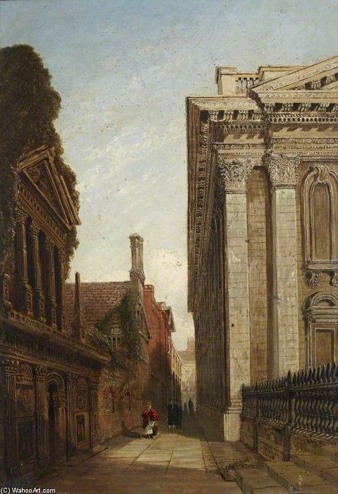 Wikioo.org - The Encyclopedia of Fine Arts - Painting, Artwork by Joseph Murray Ince - The Senate Passage, Cambridge, With The Senate House And Caius College