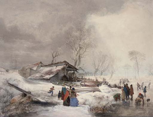 WikiOO.org - Encyclopedia of Fine Arts - Schilderen, Artwork Louis Haghe - Winter On The Ice