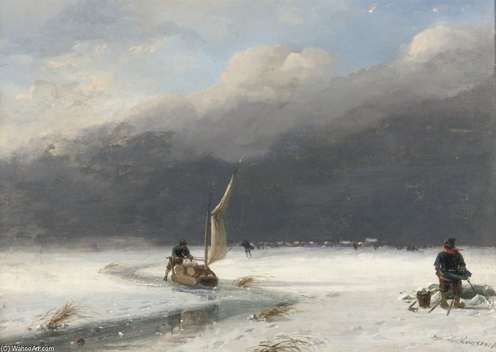 WikiOO.org - אנציקלופדיה לאמנויות יפות - ציור, יצירות אמנות Nicolaas Johannes Roosenboom - Ice Sailing