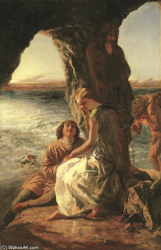Wikioo.org - The Encyclopedia of Fine Arts - Painting, Artwork by Paul Falconer Poole - Ferdinand Declaring His Love For Miranda