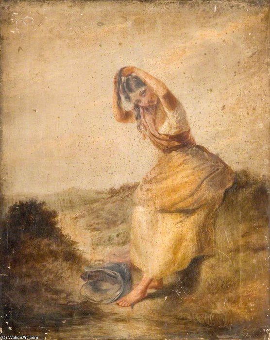 WikiOO.org - Encyclopedia of Fine Arts - Maleri, Artwork Paul Falconer Poole - Peasant Girl In Moorland