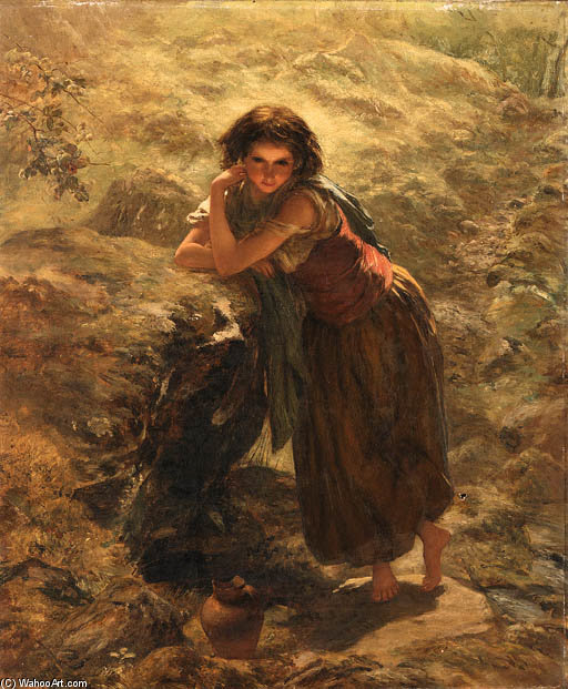 WikiOO.org - Encyclopedia of Fine Arts - Lukisan, Artwork Paul Falconer Poole - The Girl At The Well