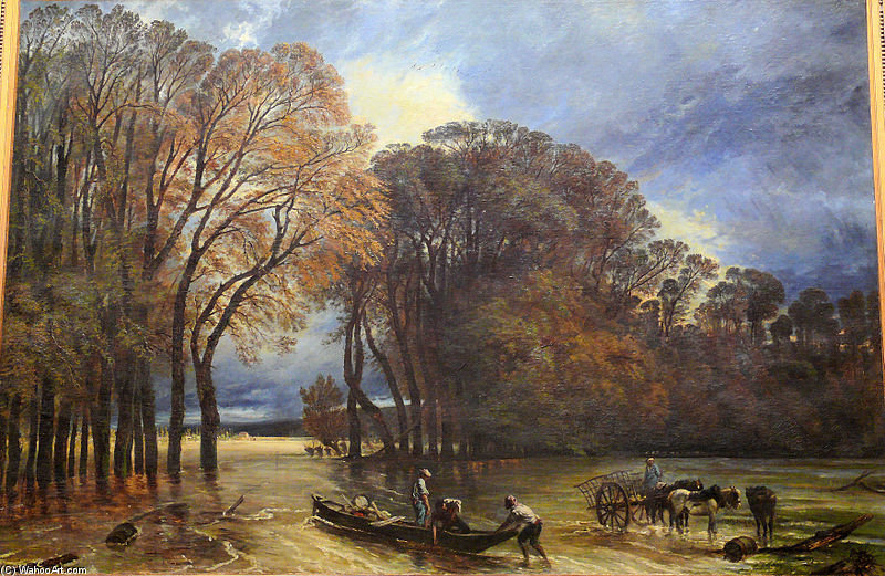 Wikioo.org - The Encyclopedia of Fine Arts - Painting, Artwork by Paul Huet - The Flood Of Saint-cloud