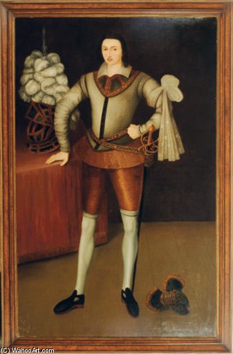 WikiOO.org - Encyclopedia of Fine Arts - Maleri, Artwork Robert Peake - Portrait Of A Gentleman