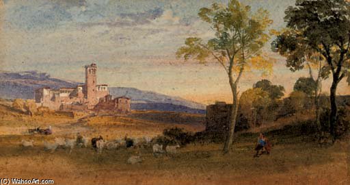 Wikioo.org - The Encyclopedia of Fine Arts - Painting, Artwork by William Leighton Leitch - In The Roman Campagna