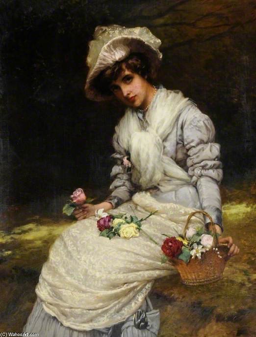 Wikioo.org - The Encyclopedia of Fine Arts - Painting, Artwork by William Oliver - Gathering Ye Roses