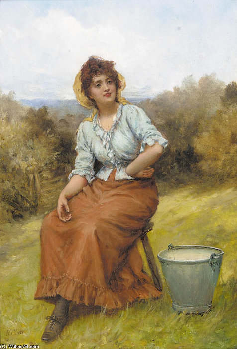 Wikioo.org - The Encyclopedia of Fine Arts - Painting, Artwork by William Oliver - The Milkmaid