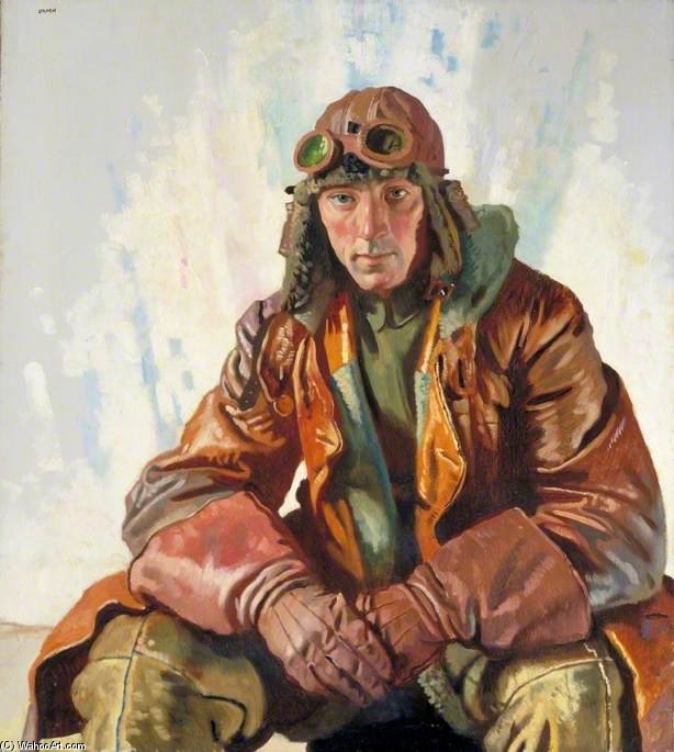 Wikioo.org – La Enciclopedia de las Bellas Artes - Pintura, Obras de arte de William Newenham Montague Orpen - El oficial piloto Suboficiales-Royal Flying Corps