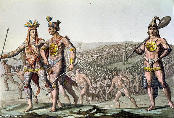 Wikioo.org - The Encyclopedia of Fine Arts - Painting, Artwork by Gallo Gallina - The Chiefs Of Florida On Their Way To War