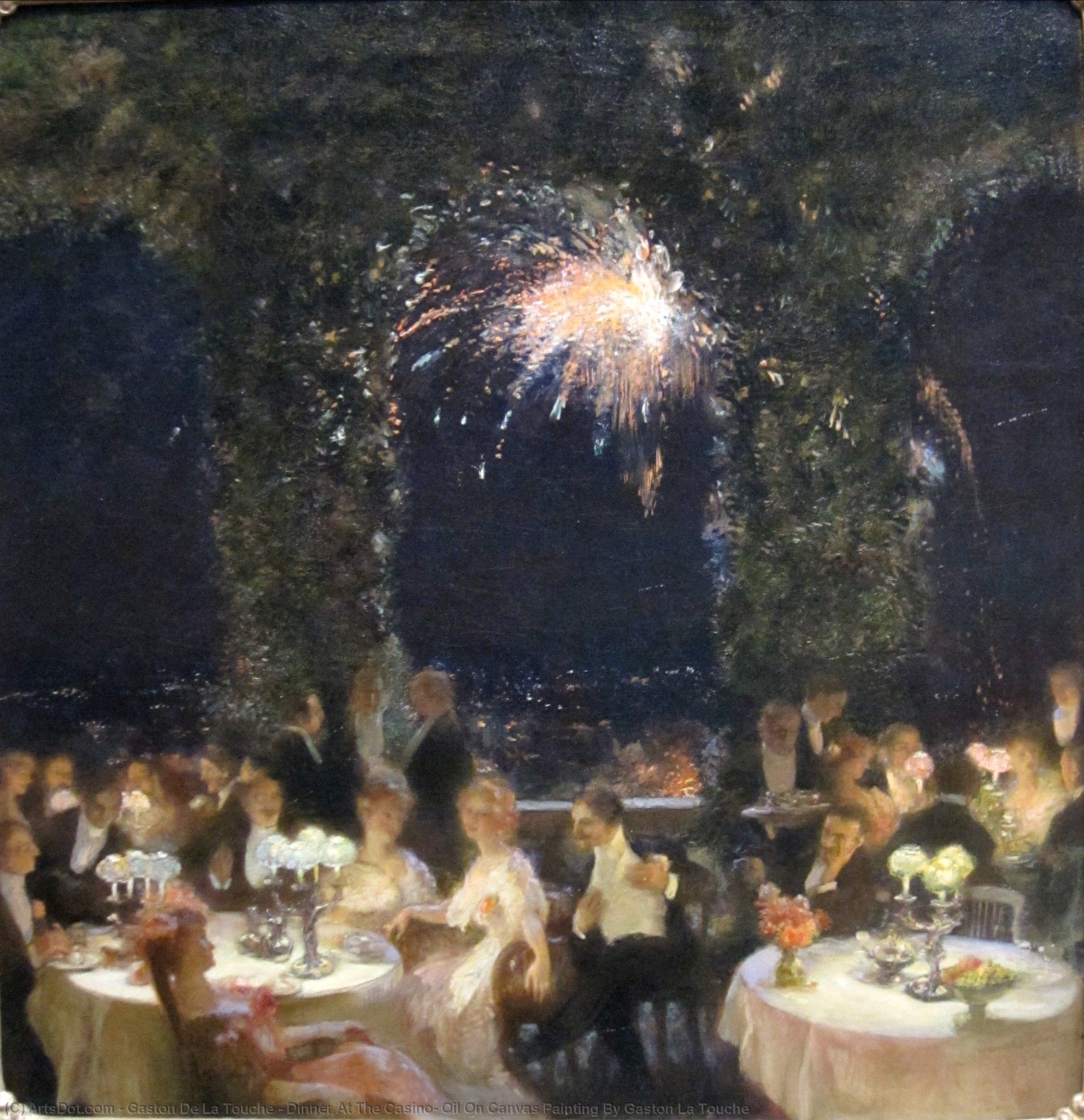 Wikioo.org - The Encyclopedia of Fine Arts - Painting, Artwork by Gaston De La Touche - Dinner At The Casino, Oil On Canvas Painting By Gaston La Touche