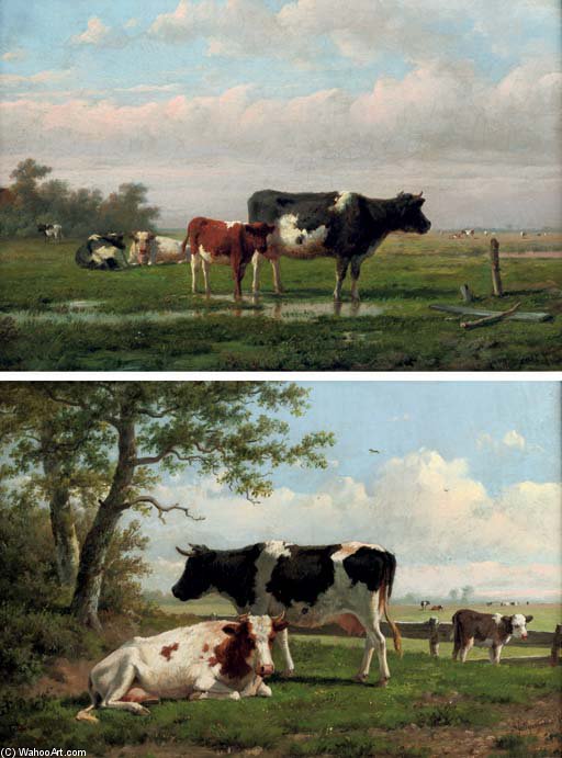 Wikioo.org - Encyklopedia Sztuk Pięknych - Malarstwo, Grafika Anthonie Jacobus Van Wijngaerdt - Cattle In A Pasture