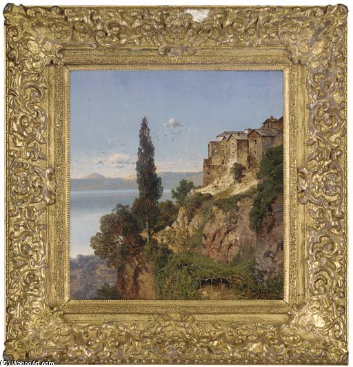 Wikioo.org - The Encyclopedia of Fine Arts - Painting, Artwork by August Albert Zimmermann - An Italian Hillside Town