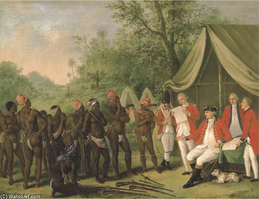 WikiOO.org - Encyclopedia of Fine Arts - Lukisan, Artwork Agostino Brunias - Pacification With The Maroon Negroes In The Island Of Jamaica