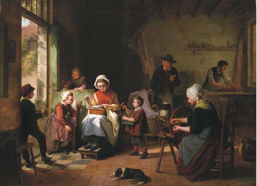 Wikioo.org – L'Enciclopedia delle Belle Arti - Pittura, Opere di Basile De Loose - a famiglia a lavoro