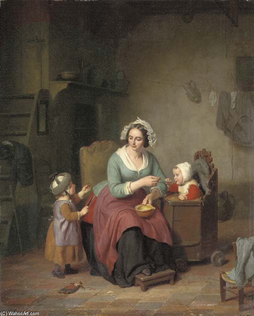 Wikioo.org - The Encyclopedia of Fine Arts - Painting, Artwork by Basile De Loose - Feeding The Children