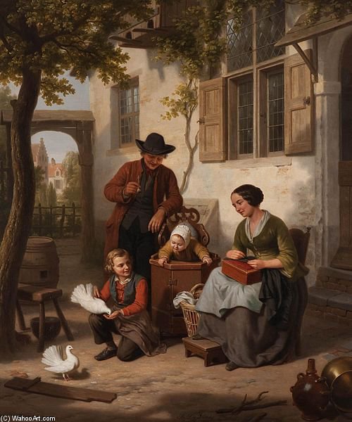Wikioo.org - The Encyclopedia of Fine Arts - Painting, Artwork by Basile De Loose - Het Gelukkige Gezin