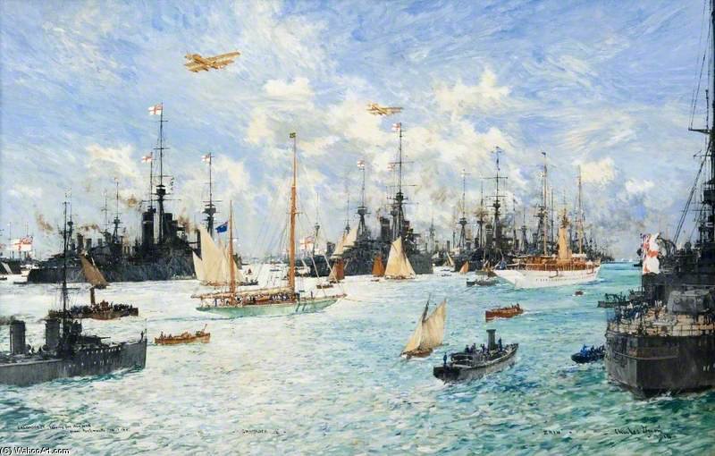 Wikioo.org - The Encyclopedia of Fine Arts - Painting, Artwork by Charles Edward Dixon - 'shamrock Iv' Leaving For New York From Portsmouth