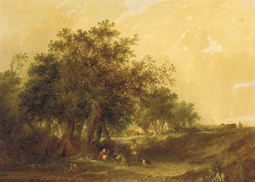 Wikioo.org - The Encyclopedia of Fine Arts - Painting, Artwork by Edward Charles Williams - A Gypsy Encampment
