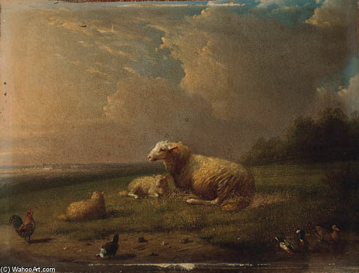 WikiOO.org - Энциклопедия изобразительного искусства - Живопись, Картины  Franz Van Severdonck - овцы отдыхающий