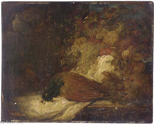 WikiOO.org - Enciclopedia of Fine Arts - Pictura, lucrări de artă George Armfield (Smith) - A Pheasant With Fruit On A Ledge