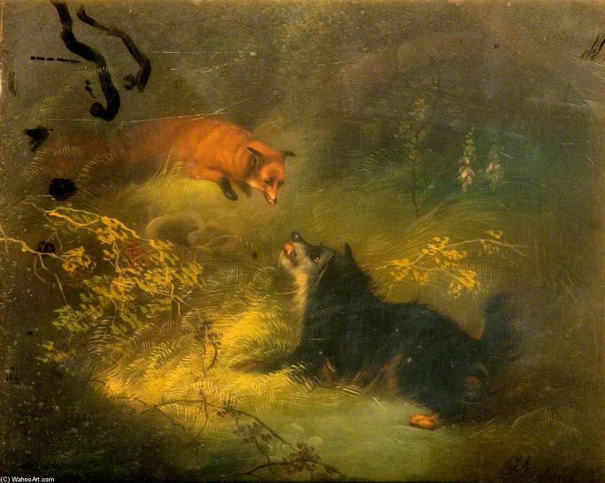 Wikioo.org - The Encyclopedia of Fine Arts - Painting, Artwork by George Armfield (Smith) - Dog And Fox